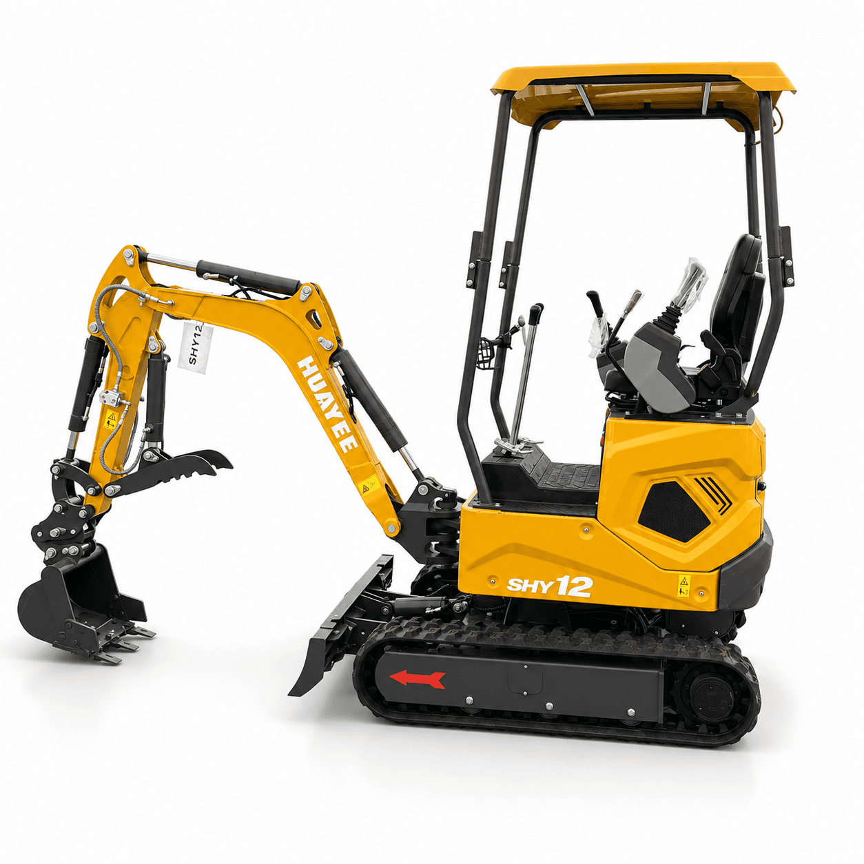 Huayee SHY12 mini excavator viewed from the side