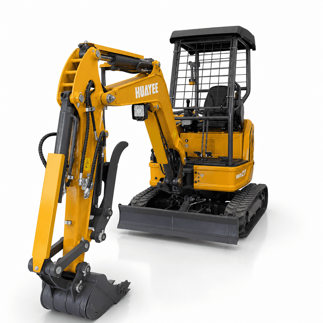 Huayee SHY27 mini excavator viewed from the front angle